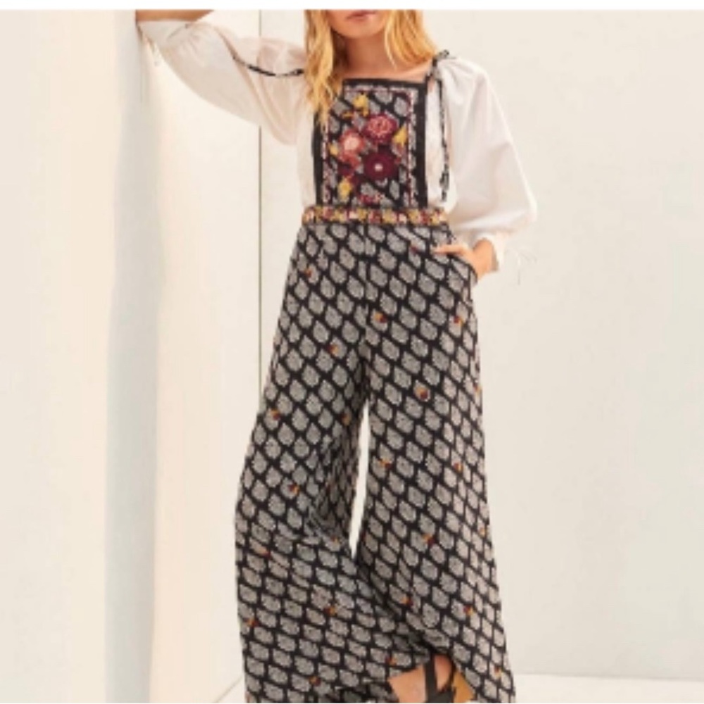 NWT Anthropologie embroidered jumpsuit